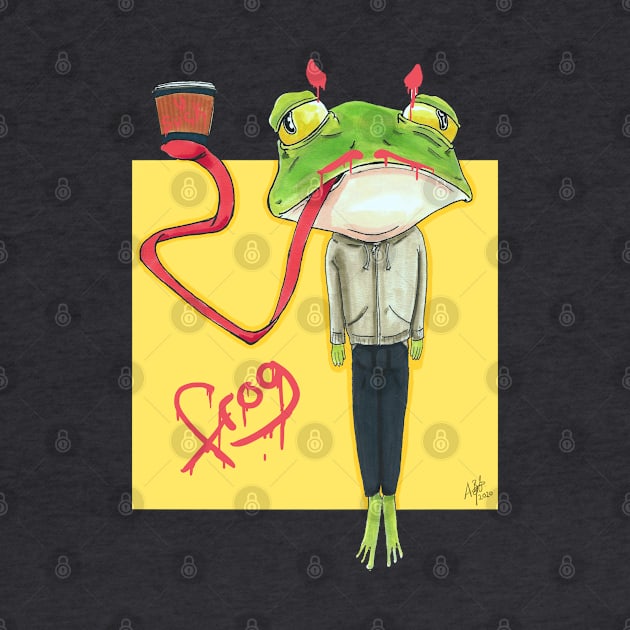 Tired Frog Graffiti by Witches Get Stitches